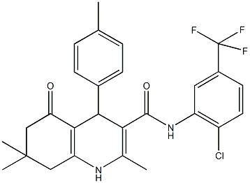 N-[2-chloro-5-(trifluoromethyl)phenyl]-2,7,7-trimethyl-4-(4-methylphenyl)-5-oxo-1,4,5,6,7,8-hexahydro-3-quinolinecarboxamide 结构式