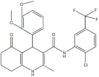 N-[2-chloro-5-(trifluoromethyl)phenyl]-4-(2,3-dimethoxyphenyl)-2-methyl-5-oxo-1,4,5,6,7,8-hexahydro-3-quinolinecarboxamide 结构式