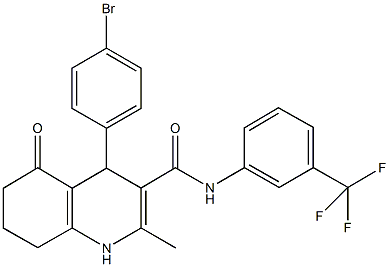 4-(4-bromophenyl)-2-methyl-5-oxo-N-[3-(trifluoromethyl)phenyl]-1,4,5,6,7,8-hexahydro-3-quinolinecarboxamide 结构式