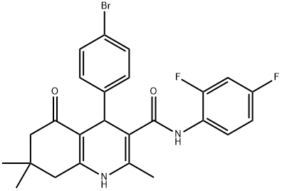4-(4-bromophenyl)-N-(2,4-difluorophenyl)-2,7,7-trimethyl-5-oxo-1,4,5,6,7,8-hexahydro-3-quinolinecarboxamide 结构式