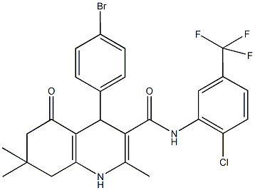 4-(4-bromophenyl)-N-[2-chloro-5-(trifluoromethyl)phenyl]-2,7,7-trimethyl-5-oxo-1,4,5,6,7,8-hexahydro-3-quinolinecarboxamide 结构式