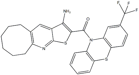 2-{[2-(trifluoromethyl)-10H-phenothiazin-10-yl]carbonyl}-5,6,7,8,9,10-hexahydrocycloocta[b]thieno[3,2-e]pyridin-3-ylamine 结构式