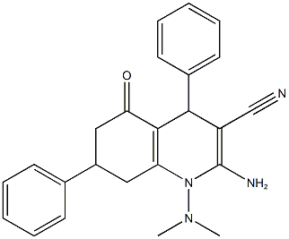 2-amino-1-(dimethylamino)-5-oxo-4,7-diphenyl-1,4,5,6,7,8-hexahydro-3-quinolinecarbonitrile 结构式