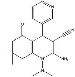 2-amino-1-(dimethylamino)-7,7-dimethyl-5-oxo-4-(3-pyridinyl)-1,4,5,6,7,8-hexahydro-3-quinolinecarbonitrile 结构式