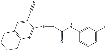 2-[(3-cyano-5,6,7,8-tetrahydroquinolin-2-yl)sulfanyl]-N-(3-fluorophenyl)acetamide 结构式