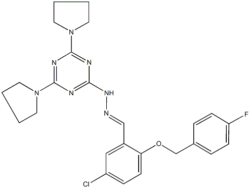 5-chloro-2-[(4-fluorobenzyl)oxy]benzaldehyde (4,6-dipyrrolidin-1-yl-1,3,5-triazin-2-yl)hydrazone 结构式