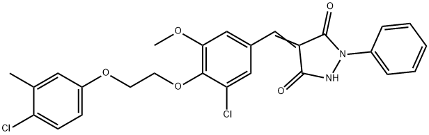 4-{3-chloro-4-[2-(4-chloro-3-methylphenoxy)ethoxy]-5-methoxybenzylidene}-1-phenyl-3,5-pyrazolidinedione 结构式