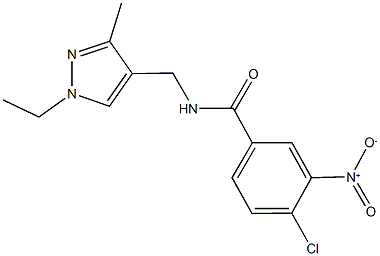 4-chloro-N-[(1-ethyl-3-methyl-1H-pyrazol-4-yl)methyl]-3-nitrobenzamide 结构式