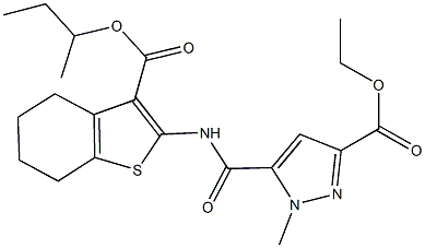 ethyl 5-({[3-(sec-butoxycarbonyl)-4,5,6,7-tetrahydro-1-benzothien-2-yl]amino}carbonyl)-1-methyl-1H-pyrazole-3-carboxylate 结构式