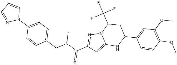 5-(3,4-dimethoxyphenyl)-N-methyl-N-[4-(1H-pyrazol-1-yl)benzyl]-7-(trifluoromethyl)-4,5,6,7-tetrahydropyrazolo[1,5-a]pyrimidine-2-carboxamide 结构式