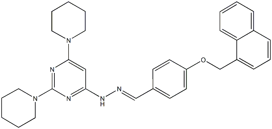 4-(1-naphthylmethoxy)benzaldehyde [2,6-di(1-piperidinyl)-4-pyrimidinyl]hydrazone 结构式