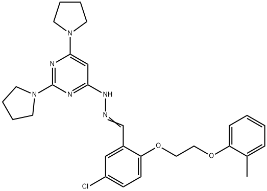 5-chloro-2-[2-(2-methylphenoxy)ethoxy]benzaldehyde (2,6-dipyrrolidin-1-ylpyrimidin-4-yl)hydrazone 结构式