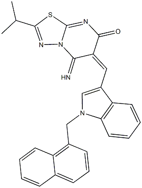 5-imino-2-isopropyl-6-{[1-(1-naphthylmethyl)-1H-indol-3-yl]methylene}-5,6-dihydro-7H-[1,3,4]thiadiazolo[3,2-a]pyrimidin-7-one 结构式