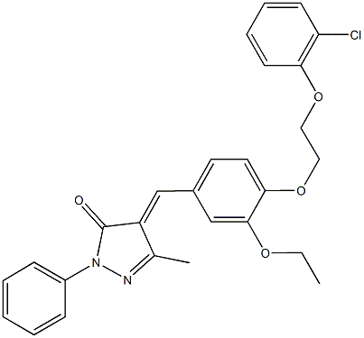 4-{4-[2-(2-chlorophenoxy)ethoxy]-3-ethoxybenzylidene}-5-methyl-2-phenyl-2,4-dihydro-3H-pyrazol-3-one 结构式