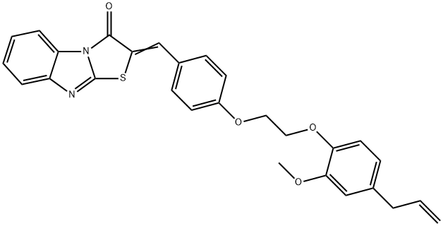 2-{4-[2-(4-allyl-2-methoxyphenoxy)ethoxy]benzylidene}[1,3]thiazolo[3,2-a]benzimidazol-3(2H)-one 结构式