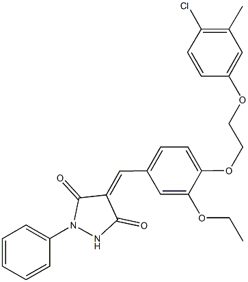 4-{4-[2-(4-chloro-3-methylphenoxy)ethoxy]-3-ethoxybenzylidene}-1-phenyl-3,5-pyrazolidinedione 结构式