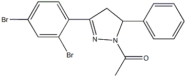 1-acetyl-3-(2,4-dibromophenyl)-5-phenyl-4,5-dihydro-1H-pyrazole 结构式