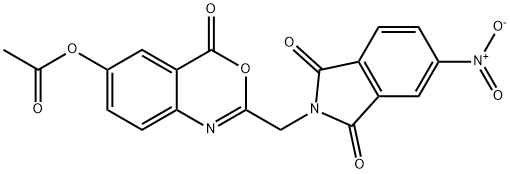 2-({5-nitro-1,3-dioxo-1,3-dihydro-2H-isoindol-2-yl}methyl)-4-oxo-4H-3,1-benzoxazin-6-yl acetate 结构式