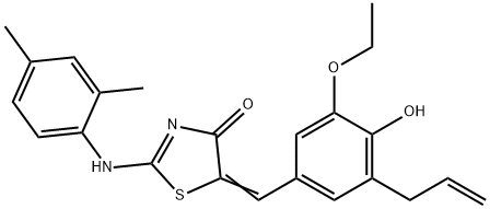 5-(3-allyl-5-ethoxy-4-hydroxybenzylidene)-2-[(2,4-dimethylphenyl)imino]-1,3-thiazolidin-4-one 结构式