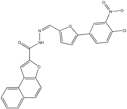 N'-[(5-{4-chloro-3-nitrophenyl}-2-furyl)methylene]naphtho[2,1-b]furan-2-carbohydrazide 结构式
