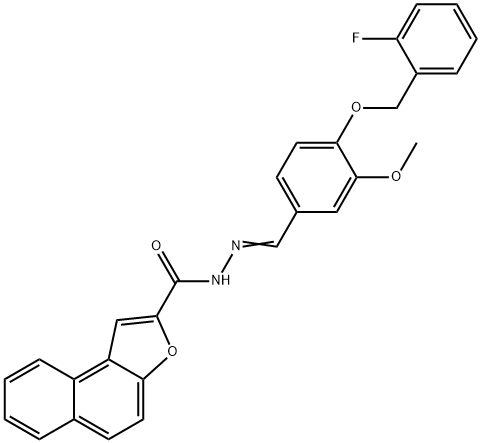 N'-{4-[(2-fluorobenzyl)oxy]-3-methoxybenzylidene}naphtho[2,1-b]furan-2-carbohydrazide 结构式