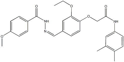 N-(3,4-dimethylphenyl)-2-{2-ethoxy-4-[2-(4-methoxybenzoyl)carbohydrazonoyl]phenoxy}acetamide 结构式