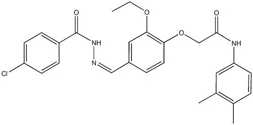 2-{4-[2-(4-chlorobenzoyl)carbohydrazonoyl]-2-ethoxyphenoxy}-N-(3,4-dimethylphenyl)acetamide 结构式