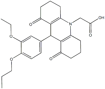 (9-(3-ethoxy-4-propoxyphenyl)-1,8-dioxo-2,3,4,5,6,7,8,9-octahydro-10(1H)-acridinyl)acetic acid 结构式