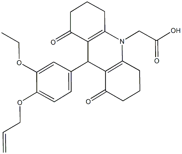 (9-[4-(allyloxy)-3-ethoxyphenyl]-1,8-dioxo-2,3,4,5,6,7,8,9-octahydro-10(1H)-acridinyl)acetic acid 结构式