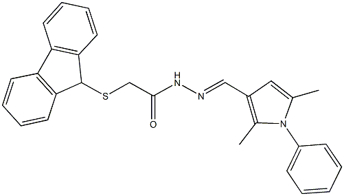 N'-[(2,5-dimethyl-1-phenyl-1H-pyrrol-3-yl)methylene]-2-(9H-fluoren-9-ylsulfanyl)acetohydrazide 结构式