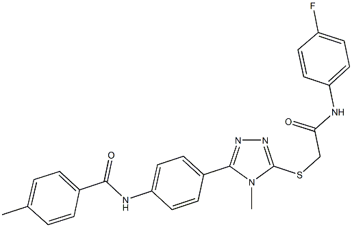 N-[4-(5-{[2-(4-fluoroanilino)-2-oxoethyl]sulfanyl}-4-methyl-4H-1,2,4-triazol-3-yl)phenyl]-4-methylbenzamide 结构式