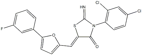 3-(2,4-dichlorophenyl)-5-{[5-(3-fluorophenyl)-2-furyl]methylene}-2-imino-1,3-thiazolidin-4-one 结构式