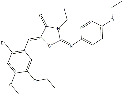 5-(2-bromo-5-ethoxy-4-methoxybenzylidene)-2-[(4-ethoxyphenyl)imino]-3-ethyl-1,3-thiazolidin-4-one 结构式