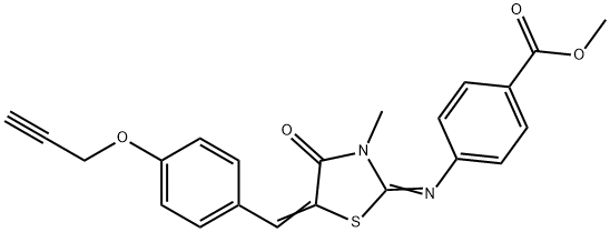 methyl 4-({3-methyl-4-oxo-5-[4-(2-propynyloxy)benzylidene]-1,3-thiazolidin-2-ylidene}amino)benzoate 结构式