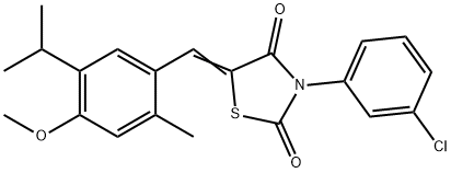 3-(3-chlorophenyl)-5-(5-isopropyl-4-methoxy-2-methylbenzylidene)-1,3-thiazolidine-2,4-dione 结构式