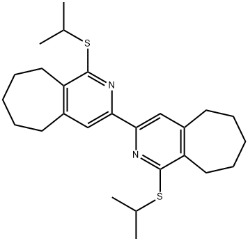 3,3'-bis{1-(isopropylsulfanyl)-6,7,8,9-tetrahydro-5H-cyclohepta[c]pyridine} 结构式