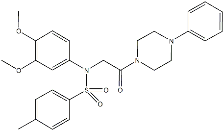 N-(3,4-dimethoxyphenyl)-4-methyl-N-[2-oxo-2-(4-phenylpiperazin-1-yl)ethyl]benzenesulfonamide 结构式