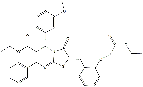 ethyl 2-[2-(2-ethoxy-2-oxoethoxy)benzylidene]-5-(3-methoxyphenyl)-3-oxo-7-phenyl-2,3-dihydro-5H-[1,3]thiazolo[3,2-a]pyrimidine-6-carboxylate 结构式