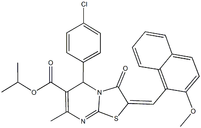 isopropyl 5-(4-chlorophenyl)-2-[(2-methoxy-1-naphthyl)methylene]-7-methyl-3-oxo-2,3-dihydro-5H-[1,3]thiazolo[3,2-a]pyrimidine-6-carboxylate 结构式