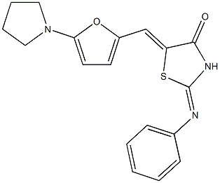 2-(phenylimino)-5-{[5-(1-pyrrolidinyl)-2-furyl]methylene}-1,3-thiazolidin-4-one 结构式