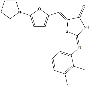 2-[(2,3-dimethylphenyl)imino]-5-{[5-(1-pyrrolidinyl)-2-furyl]methylene}-1,3-thiazolidin-4-one 结构式