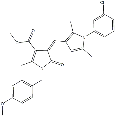 methyl 4-{[1-(3-chlorophenyl)-2,5-dimethyl-1H-pyrrol-3-yl]methylene}-1-(4-methoxybenzyl)-2-methyl-5-oxo-4,5-dihydro-1H-pyrrole-3-carboxylate 结构式