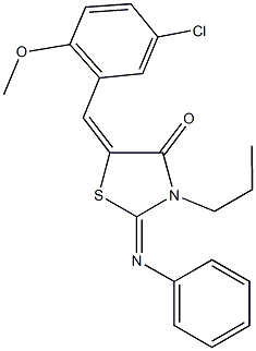 5-(5-chloro-2-methoxybenzylidene)-2-(phenylimino)-3-propyl-1,3-thiazolidin-4-one 结构式
