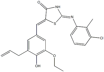 5-(3-allyl-5-ethoxy-4-hydroxybenzylidene)-2-[(3-chloro-2-methylphenyl)imino]-1,3-thiazolidin-4-one 结构式
