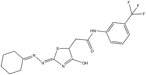 2-[2-(cyclohexylidenehydrazono)-4-hydroxy-2,5-dihydro-1,3-thiazol-5-yl]-N-[3-(trifluoromethyl)phenyl]acetamide 结构式