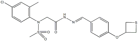 N-(4-chloro-2-methylphenyl)-N-(2-oxo-2-{2-[4-(3-thietanyloxy)benzylidene]hydrazino}ethyl)methanesulfonamide 结构式