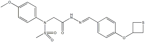 N-(4-methoxyphenyl)-N-(2-oxo-2-{2-[4-(3-thietanyloxy)benzylidene]hydrazino}ethyl)methanesulfonamide 结构式