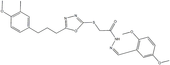 N'-(2,5-dimethoxybenzylidene)-2-({5-[3-(4-methoxy-3-methylphenyl)propyl]-1,3,4-oxadiazol-2-yl}sulfanyl)acetohydrazide 结构式