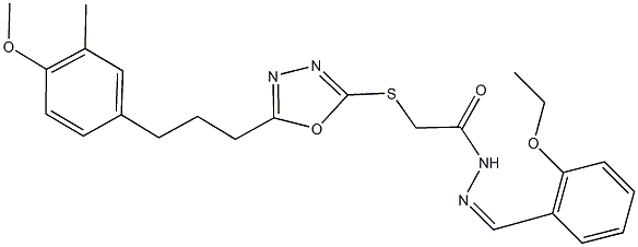 N'-(2-ethoxybenzylidene)-2-({5-[3-(4-methoxy-3-methylphenyl)propyl]-1,3,4-oxadiazol-2-yl}sulfanyl)acetohydrazide 结构式