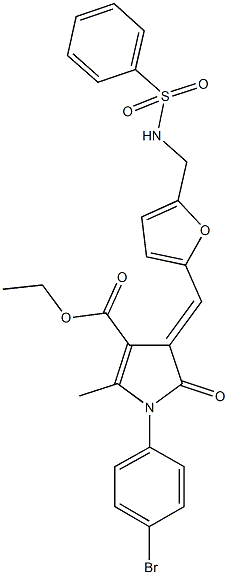 ethyl 1-(4-bromophenyl)-2-methyl-5-oxo-4-[(5-{[(phenylsulfonyl)amino]methyl}-2-furyl)methylene]-4,5-dihydro-1H-pyrrole-3-carboxylate 结构式